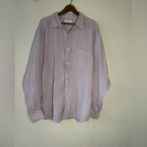 Uniqlo 100% Linen Men’s 3X Light Purple Button Up Shirt Casual Beach Lagenlook